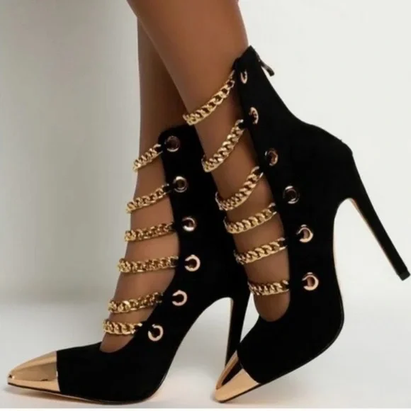 AZALEA WANG 
Maverick Gold Chain Booties
These are a plus to any girls closet - Picture 3 of 7